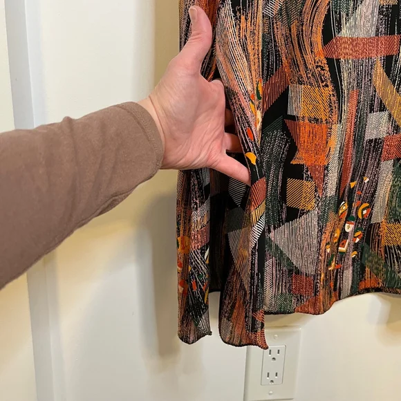 Stephen Burrows Vintage Multicolor Chiffon Shift Dress Short Sleeve Rare 70s, 8 - Picture 13 of 17